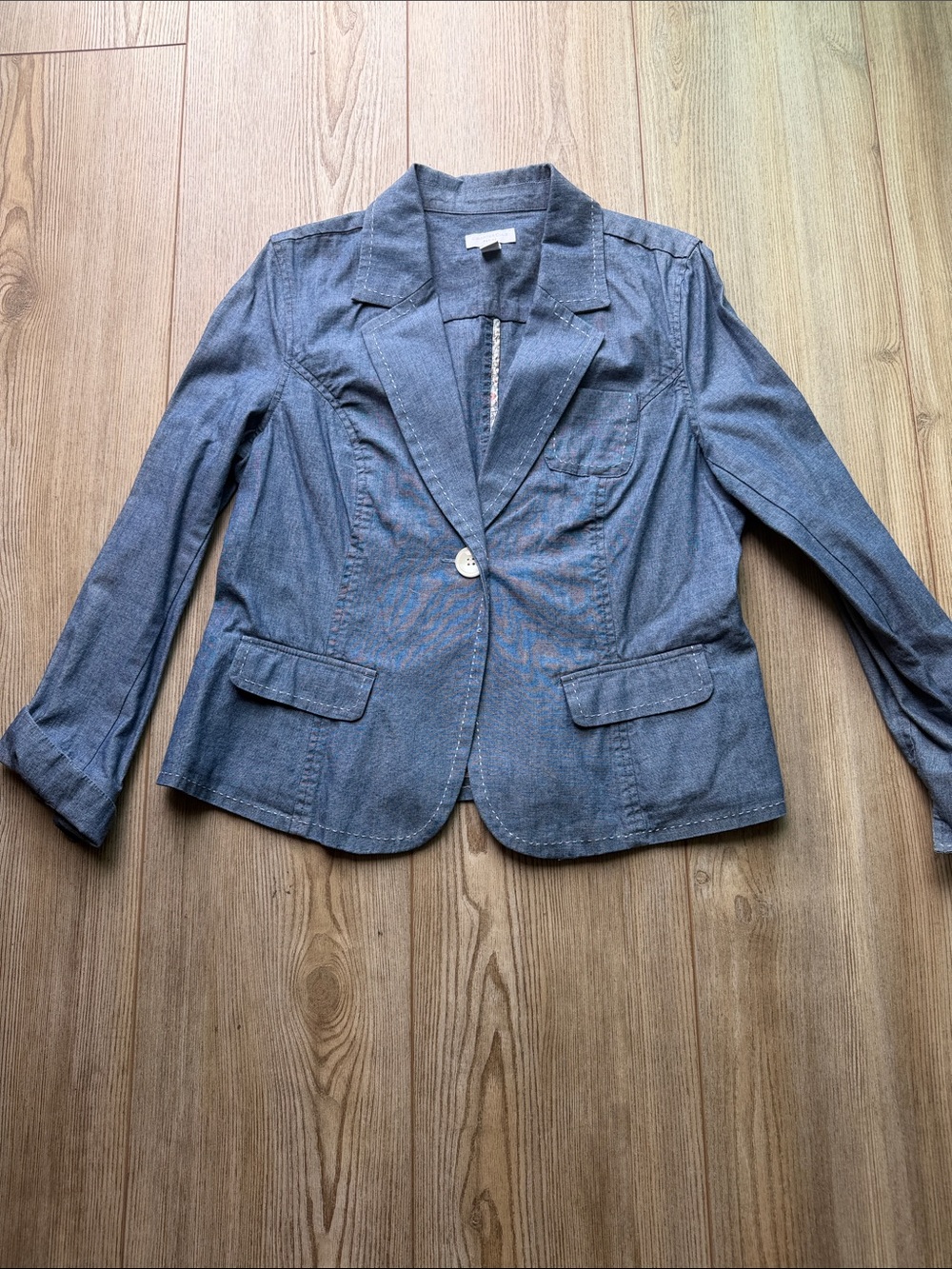 Charter Club Denim-Look Single-Button Blazer Jacket - Blue